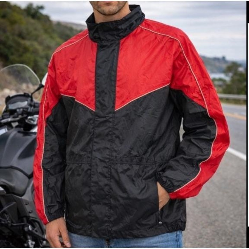 Himalaya Motor Bikewear Jacket Mens S Waterproof Red Black Motorcycle Rain Gear
